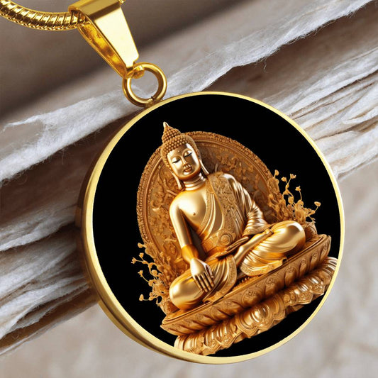 Spirituelle Halskette GOLDENER BUDDHA spiritueller Schmuck, personalisierte Geschenke, Halskette aus Edelstahl od. 18K Vergoldung in Geschenkbox, kostenlose Gravur