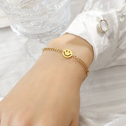 Edelstahl, 18 Karat vergoldetes Armband, exquisites, modisches Smiley-Design